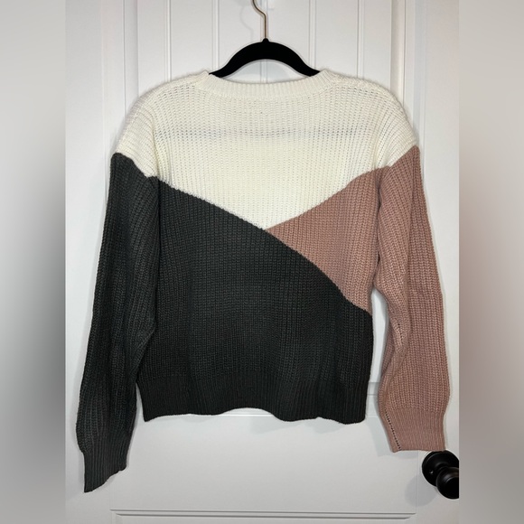 SHEIN Women's Color Block Sweater - Gray, Pink, and Cream - Picture 2 of 3